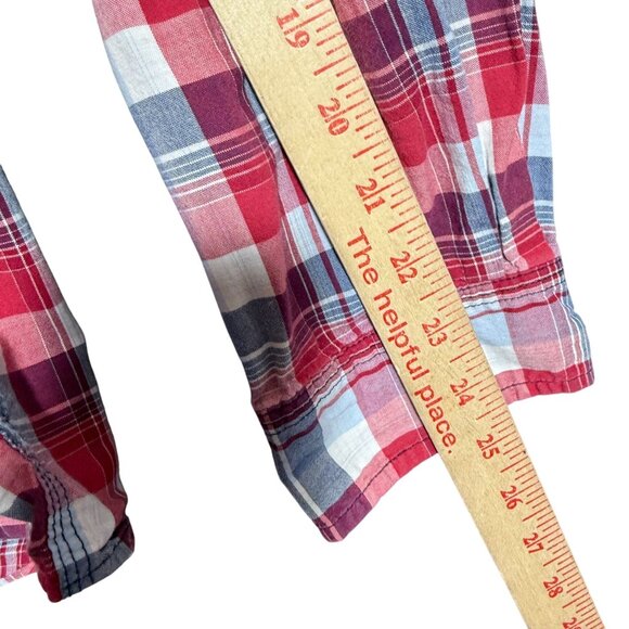 Disney Parks Plaid Pearl Snap Button Down Mickey Mouse Shirt Men's Size XL Red - Picture 6 of 9